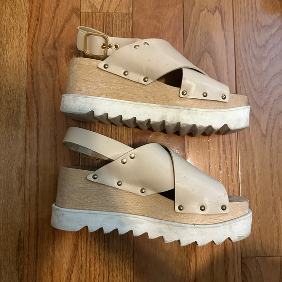Stella McCartney Women's Cream Wedge Sandals - Picture 3 of 5